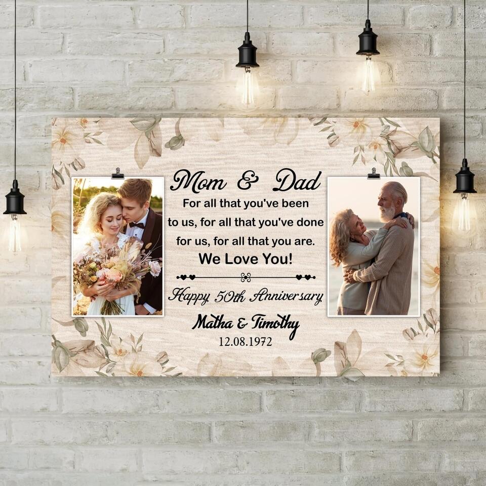 50th Happy Anniversary Mom and Dad Custom Canvas Poster Anniversary Gift For Parents - Image 4