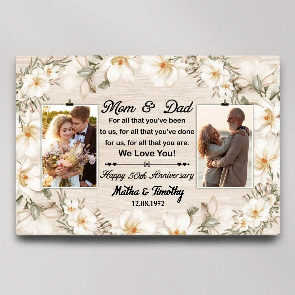 50th Happy Anniversary Mom and Dad Custom Canvas Poster Anniversary Gift For Parents - Image 6