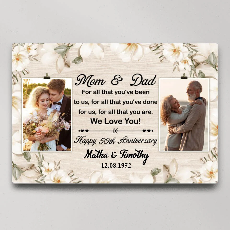 50th Happy Anniversary Mom and Dad Custom Canvas Poster Anniversary Gift For Parents - Image 7