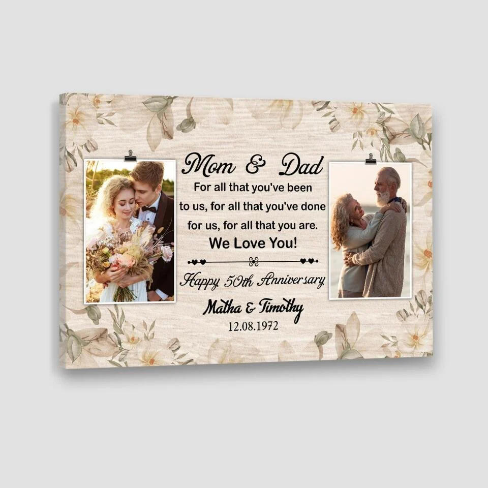 50th Happy Anniversary Mom and Dad Custom Canvas Poster Anniversary Gift For Parents - Image 8