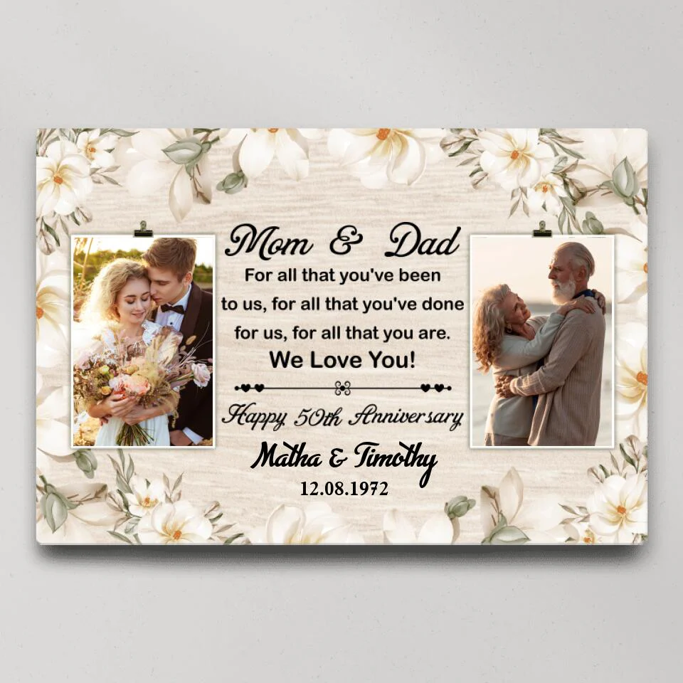 50th Happy Anniversary Mom and Dad Custom Canvas Poster Anniversary Gift For Parents - Image 9