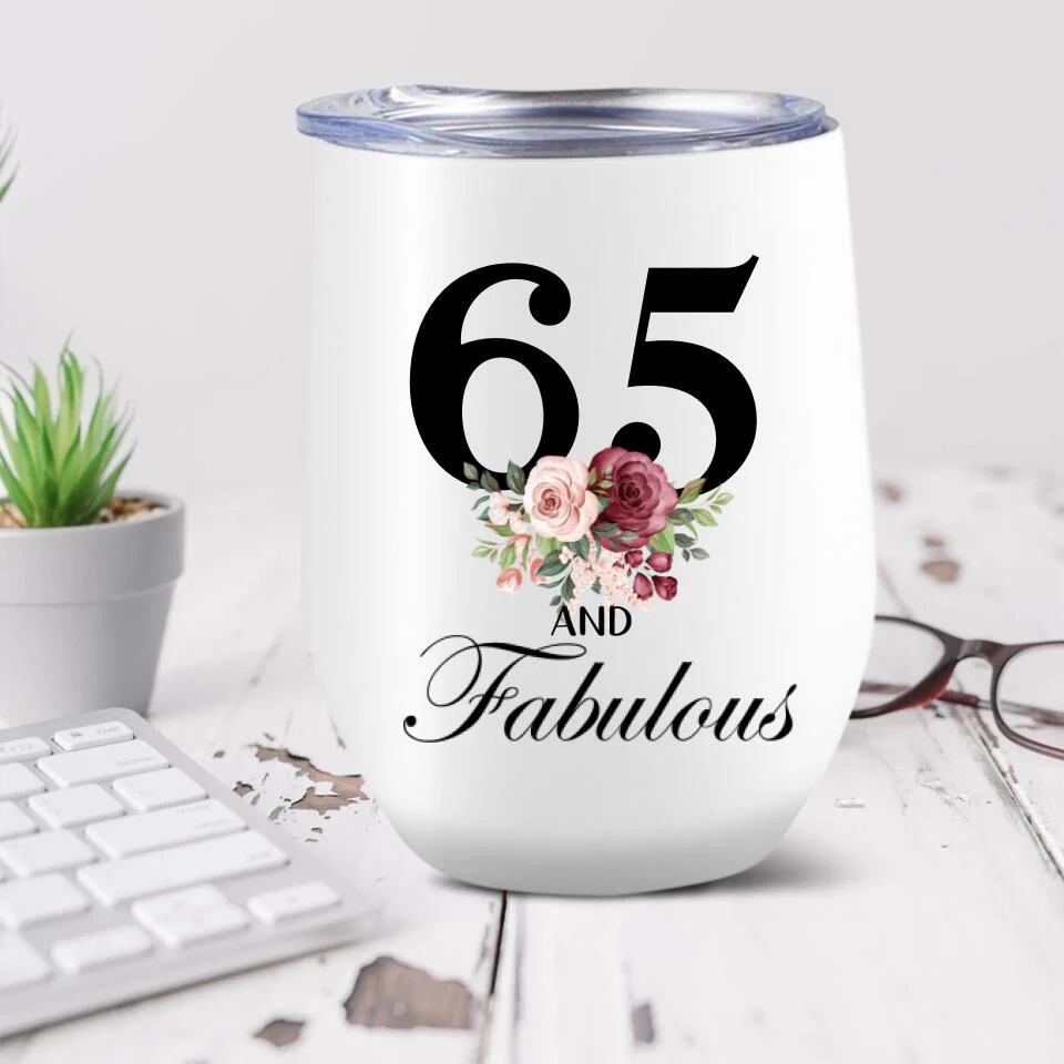 65 and Fabulous Personalized Wine Tumbler - Image 2