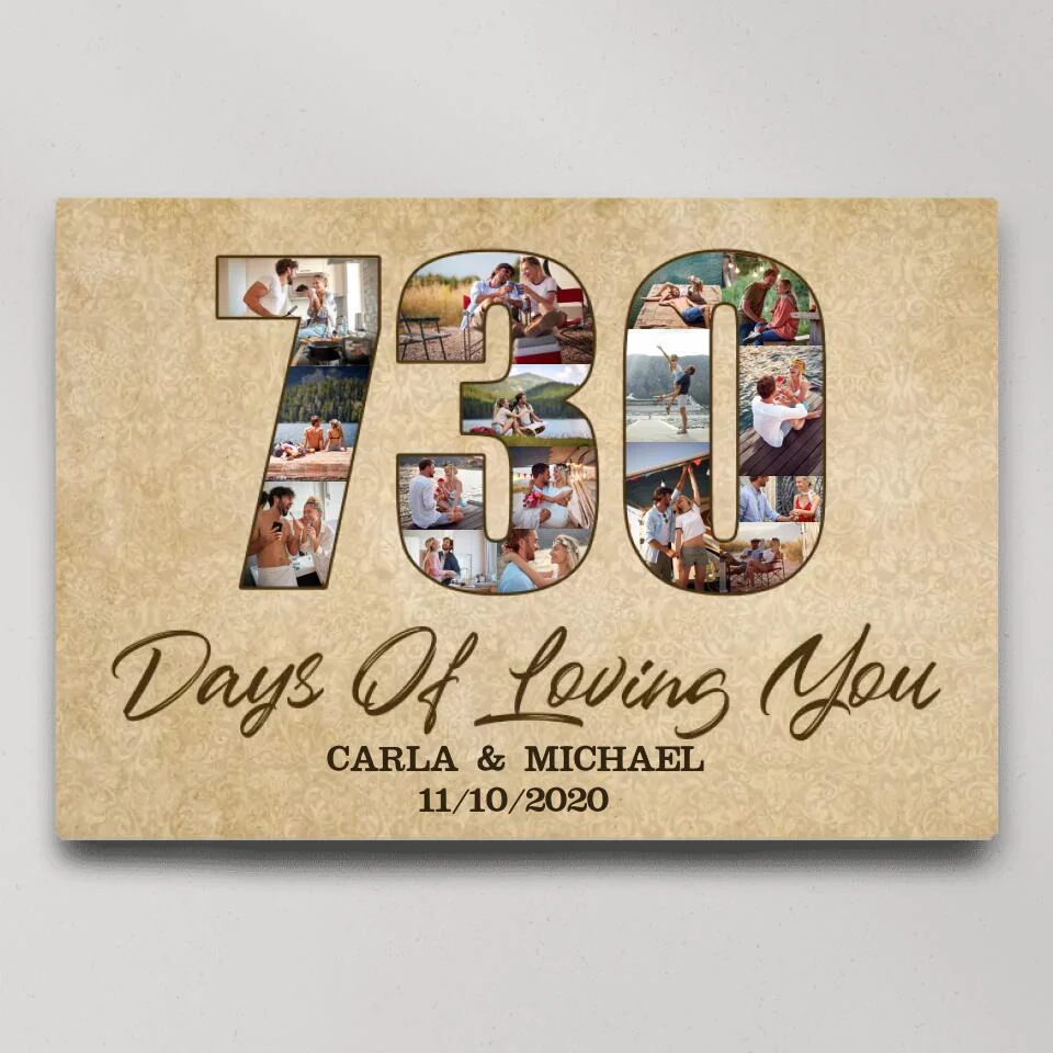 730 Days 2 Years Of Loving You Custom Canvas Poster 2 Years Anniversary Gift - Image 2