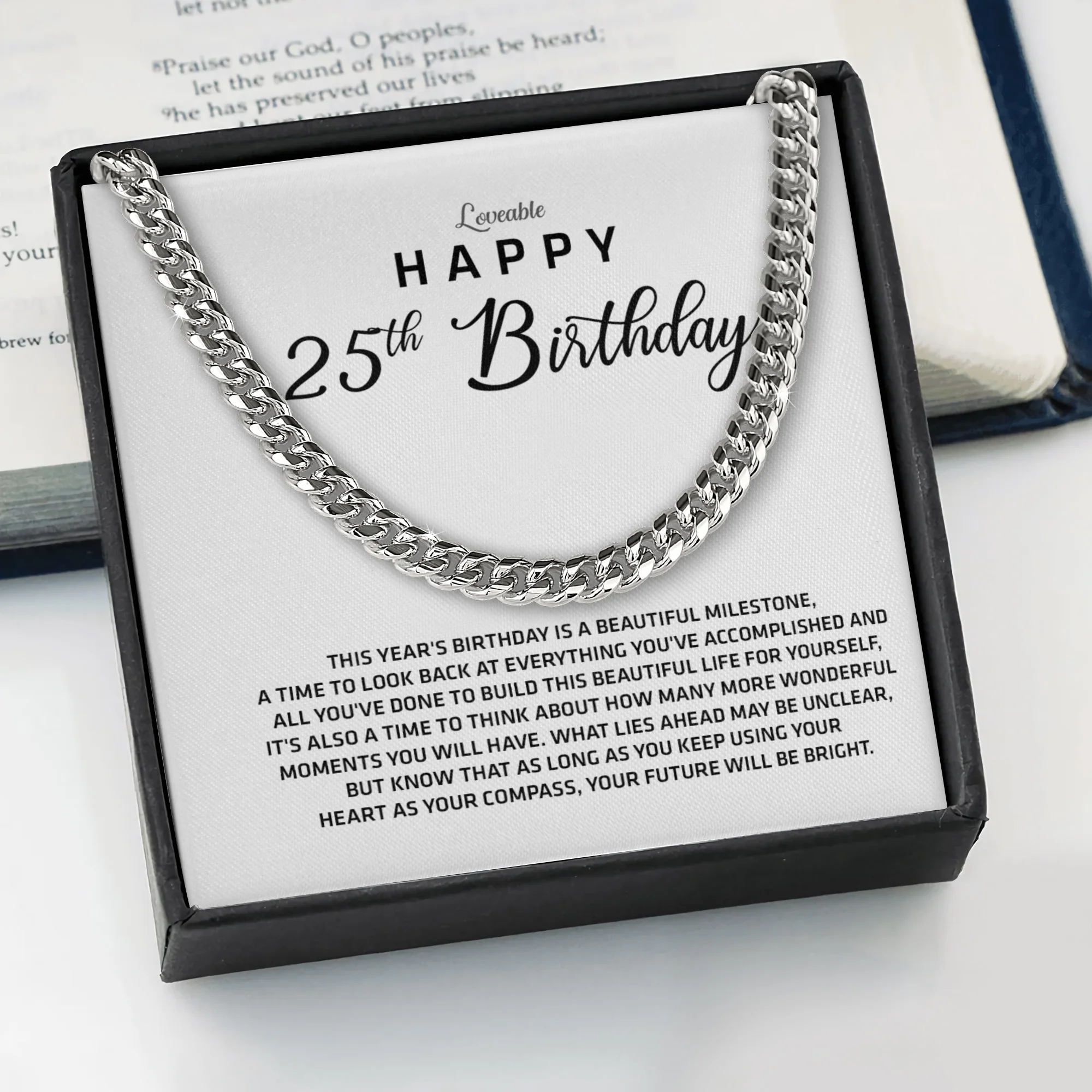 This Year's Birthday Is A Beautiful Milestone - Cuban Link Chain - 25th Birthday Gift For Him - Image 5