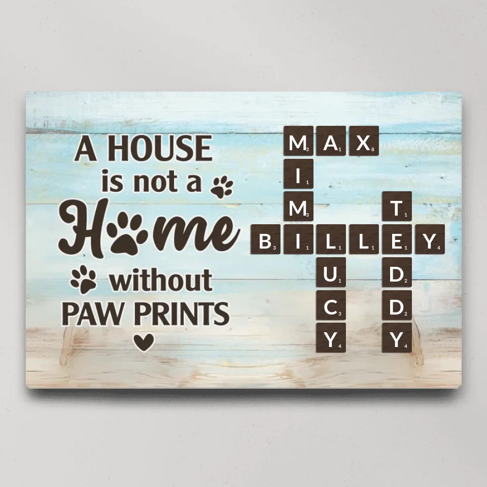 A House Is Not A Home Without Paw Prints - Custom Canvas Poster - Gift For Pet Lovers Dog Cat Owners - Image 3
