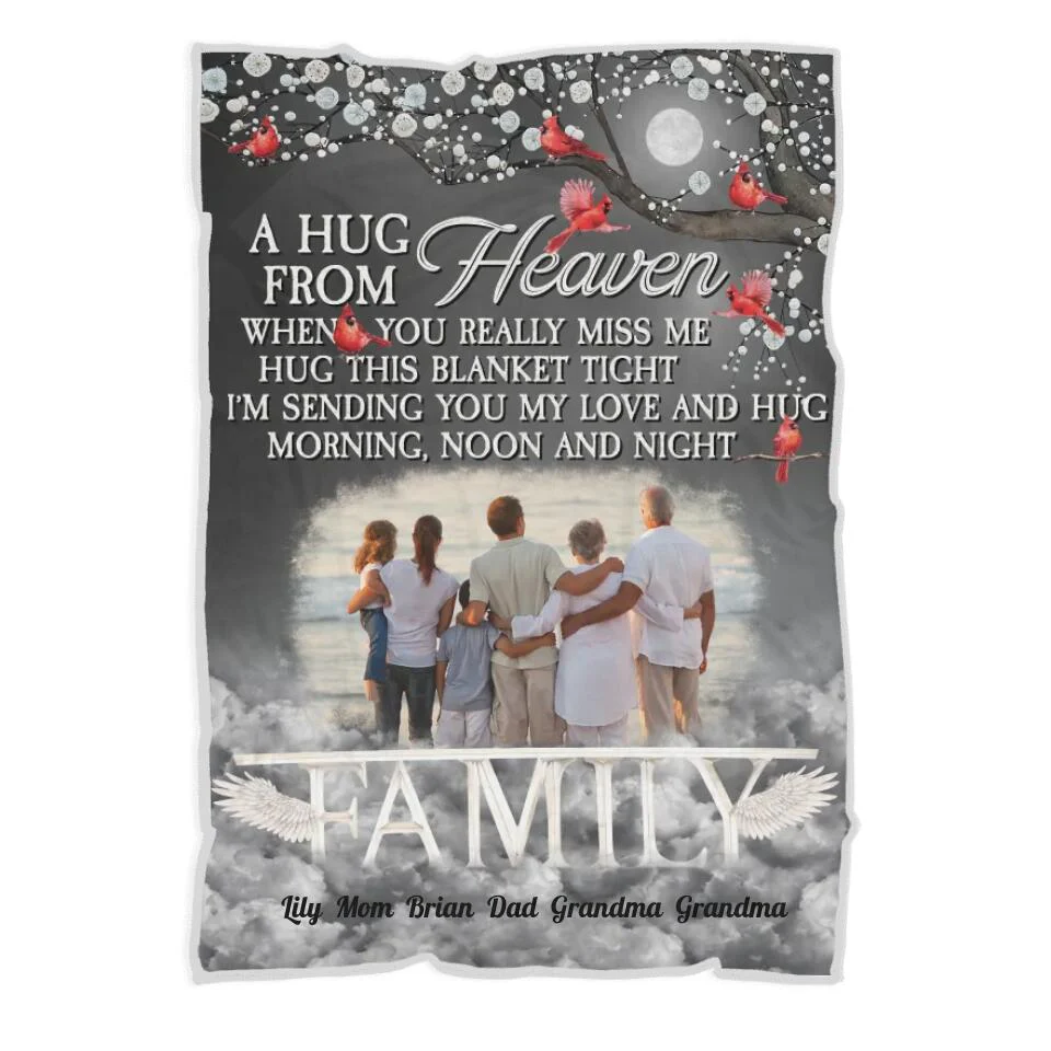 A Hug from Heaven - Family Photo Blanket - Sympathy Gift, Gift for Lost Loved Ones - Image 4