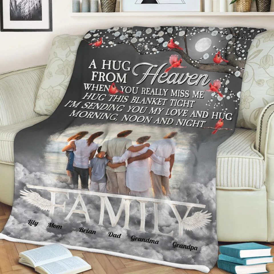 A Hug from Heaven - Family Photo Blanket - Sympathy Gift, Gift for Lost Loved Ones - Image 5