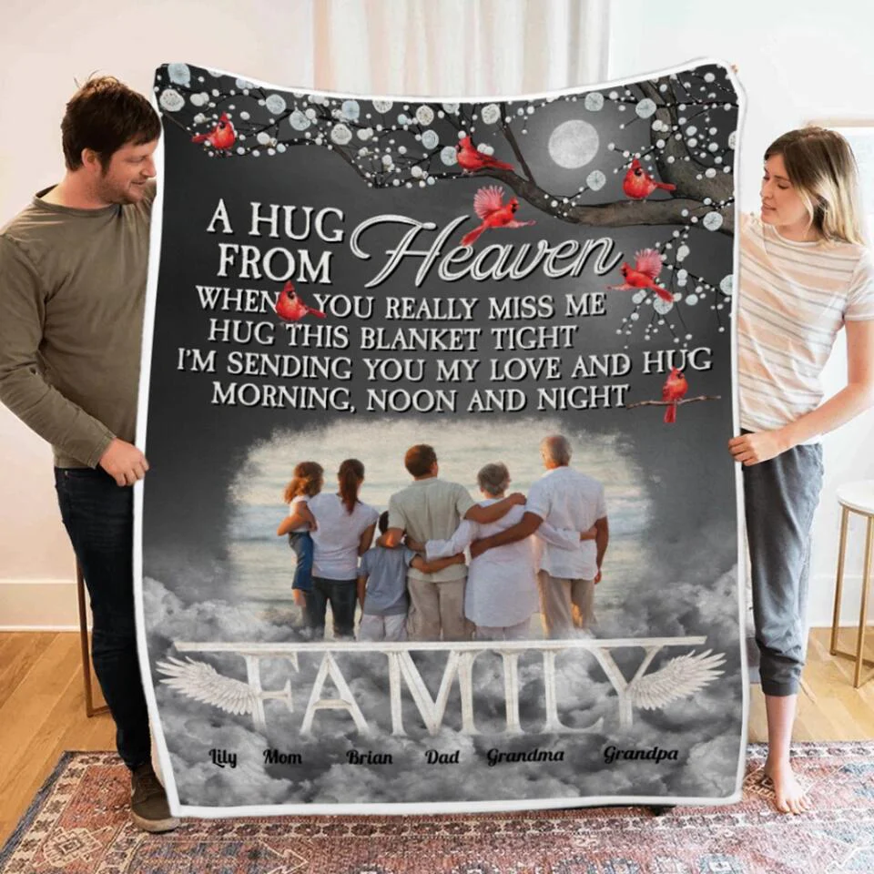 A Hug from Heaven - Family Photo Blanket - Sympathy Gift, Gift for Lost Loved Ones - Image 6
