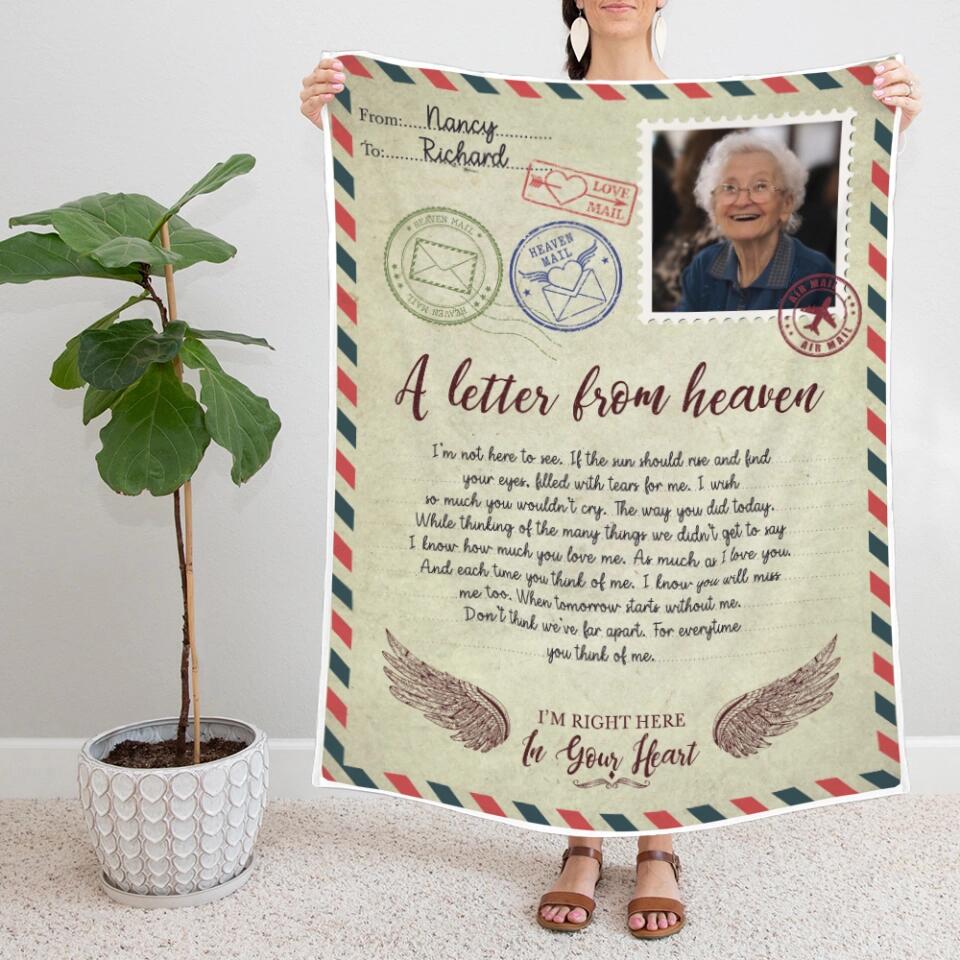 A Letter From Heaven I'm Right Here In Your Heart - Personalized Upload Photo Blanket - Memorial Gift - Angel In Heaven - Gift For Family Anniversary - 302IHPBNBL190 - Image 8