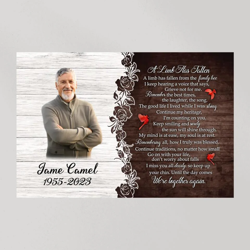 A Limb Has Fallen From The Family Tree Poem - Custom Canvas Poster - Cardinal Remembrance Gifts - Image 11
