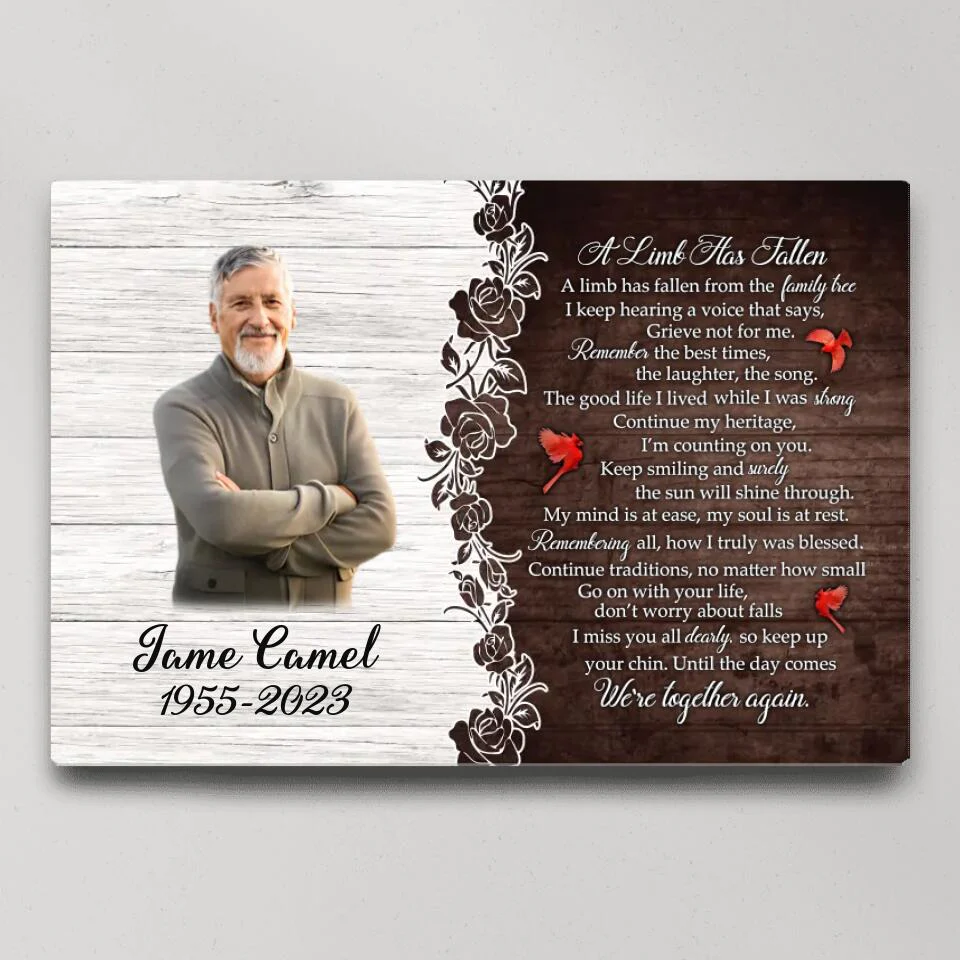 A Limb Has Fallen From The Family Tree Poem - Custom Canvas Poster - Cardinal Remembrance Gifts - Image 2