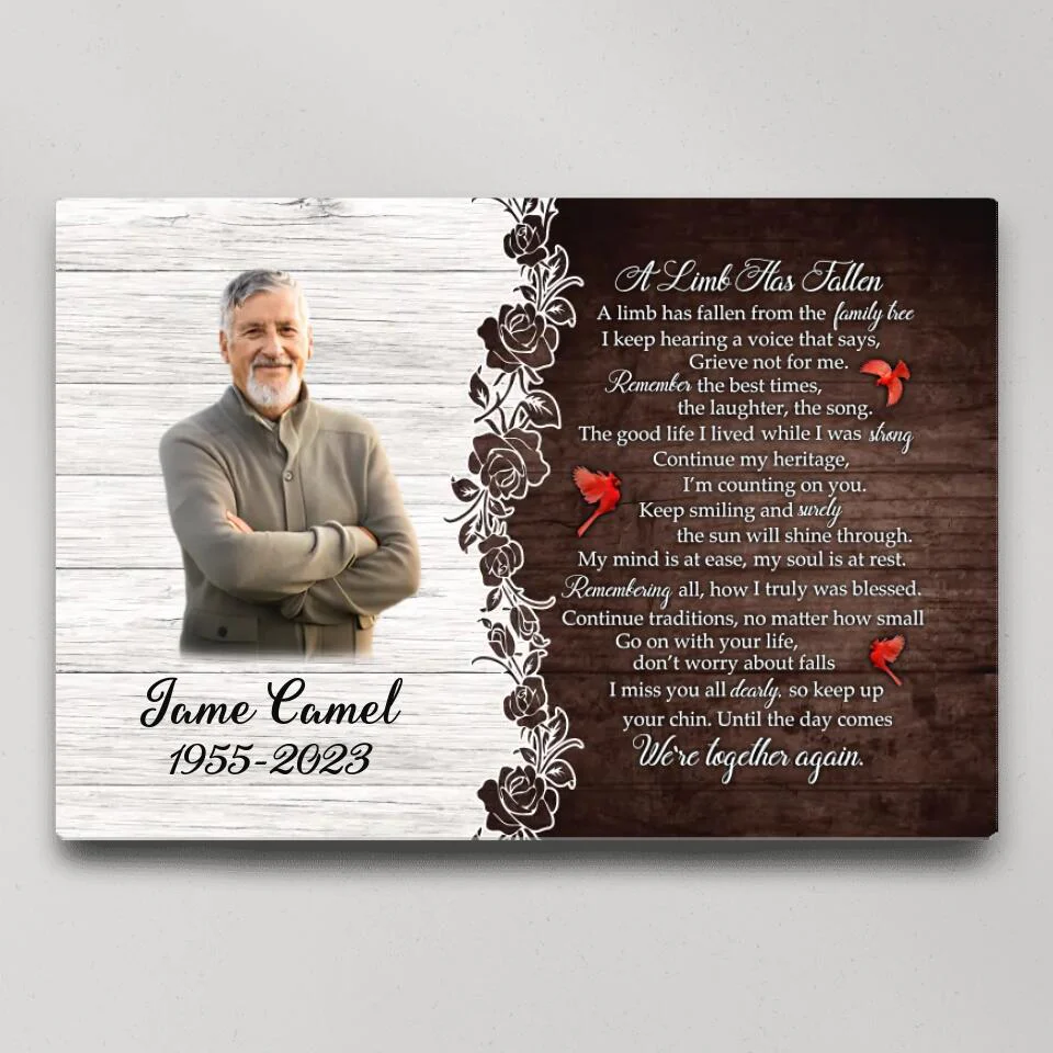 A Limb Has Fallen From The Family Tree Poem - Custom Canvas Poster - Cardinal Remembrance Gifts - Image 3