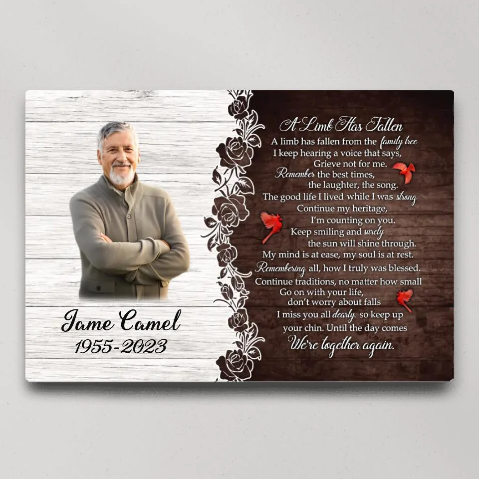 A Limb Has Fallen From The Family Tree Poem - Custom Canvas Poster - Cardinal Remembrance Gifts - Image 4