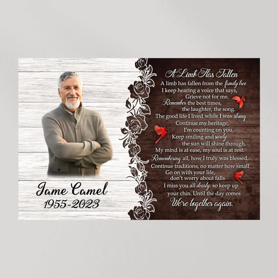 A Limb Has Fallen From The Family Tree Poem - Custom Canvas Poster - Cardinal Remembrance Gifts - Image 9