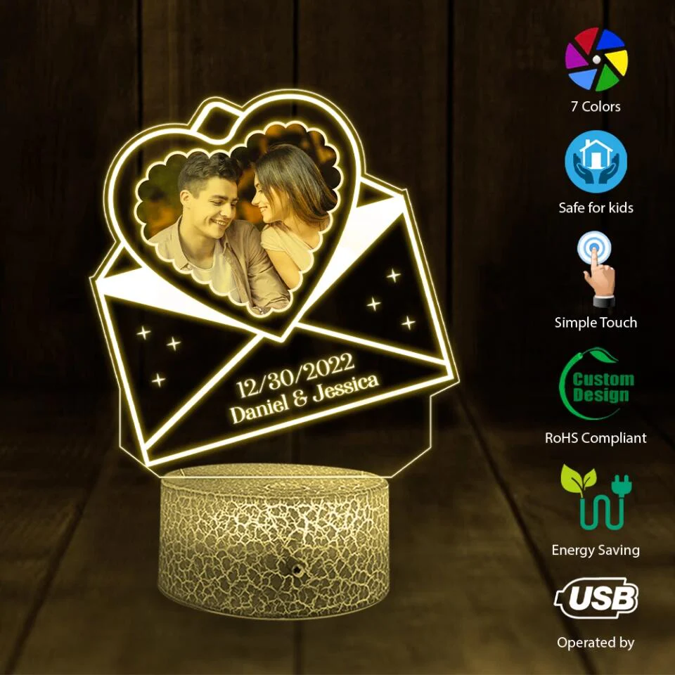 Personalized Valentine Gifts - A Love Letter From Lover - Personalized Upload Photo Printed Night Light - Image 2