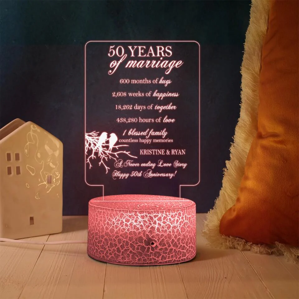50 Years Of Marriage, A Never Ending Of Love Story - Personalized 3d Led Light - 50th Anniversary Gift - Image 4