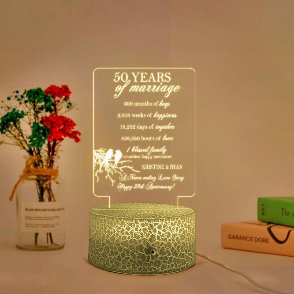 50 Years Of Marriage, A Never Ending Of Love Story - Personalized 3d Led Light - 50th Anniversary Gift - Image 5