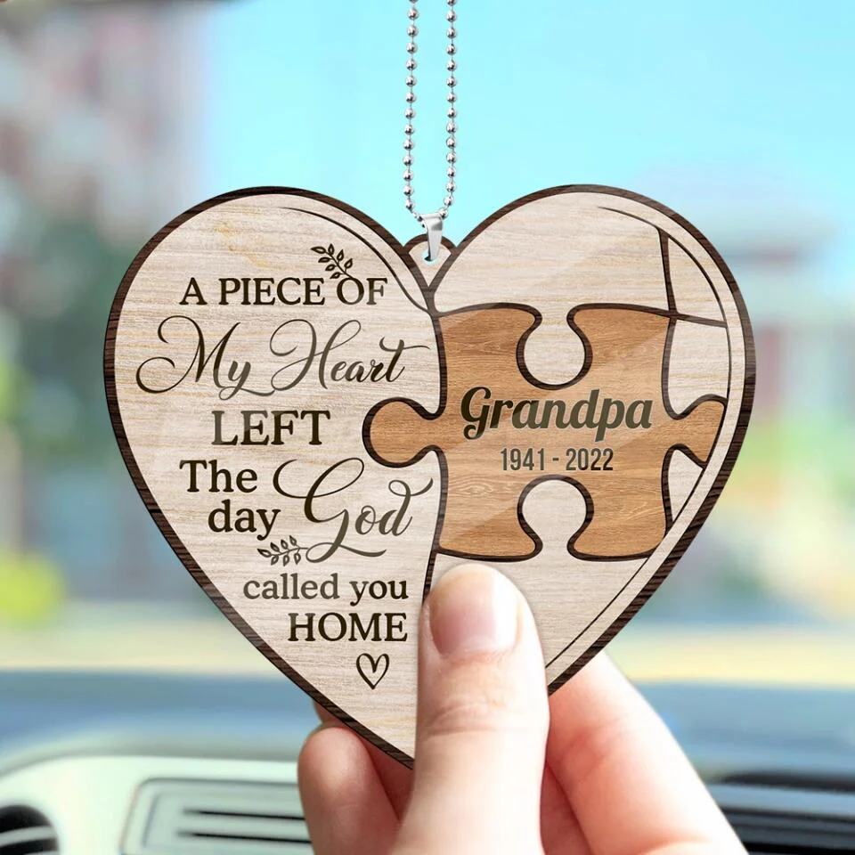 A Piece Of My Heart Left Custom Wooden Ornament Memorial Gift - Image 4
