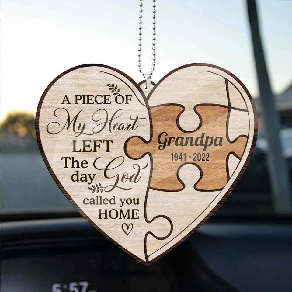 A Piece Of My Heart Left Custom Wooden Ornament Memorial Gift - Image 6