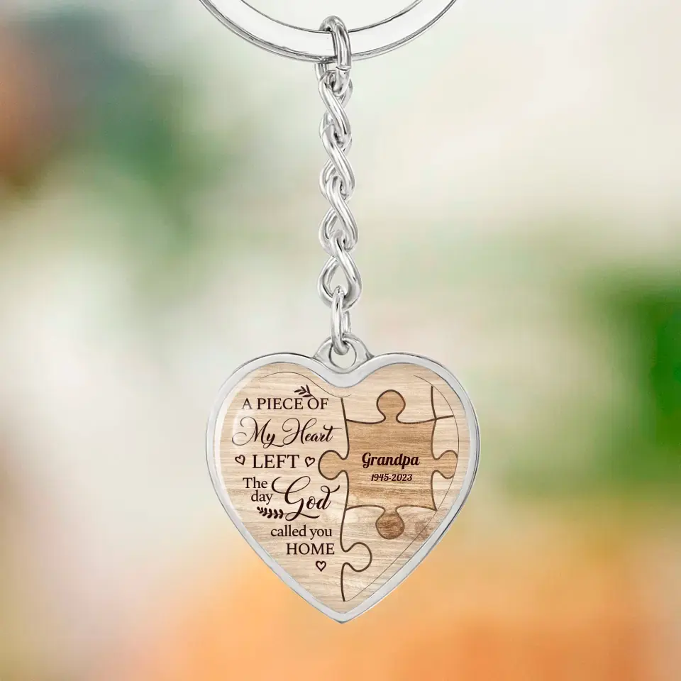 A Piece Of My Heart Personalized Heart Keychain Memorial Gift - Image 2