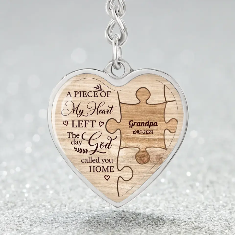 A Piece Of My Heart Personalized Heart Keychain Memorial Gift - Image 3