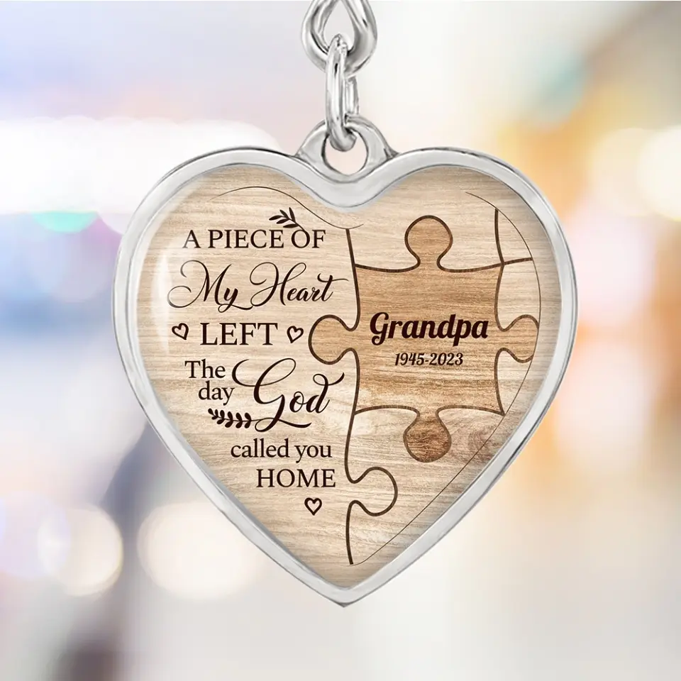 A Piece Of My Heart Personalized Heart Keychain Memorial Gift - Image 4