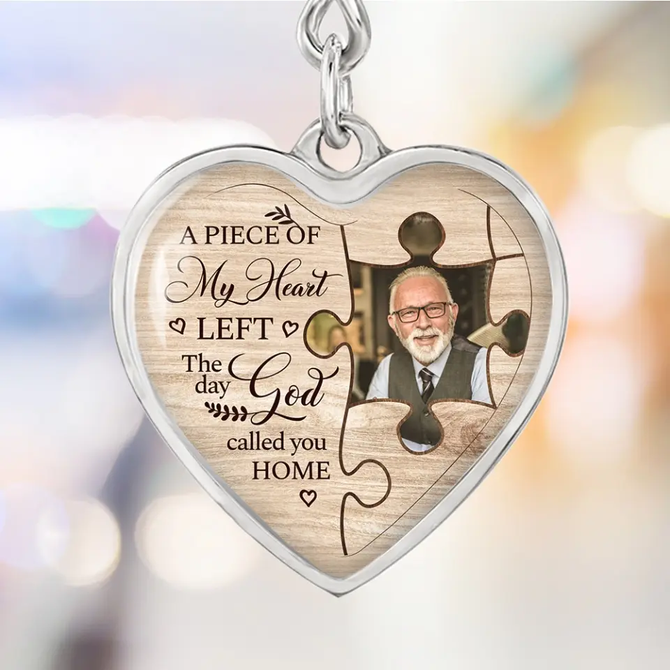 A Piece Of My Heart Personalized Heart Keychain Memorial Gift - Image 5