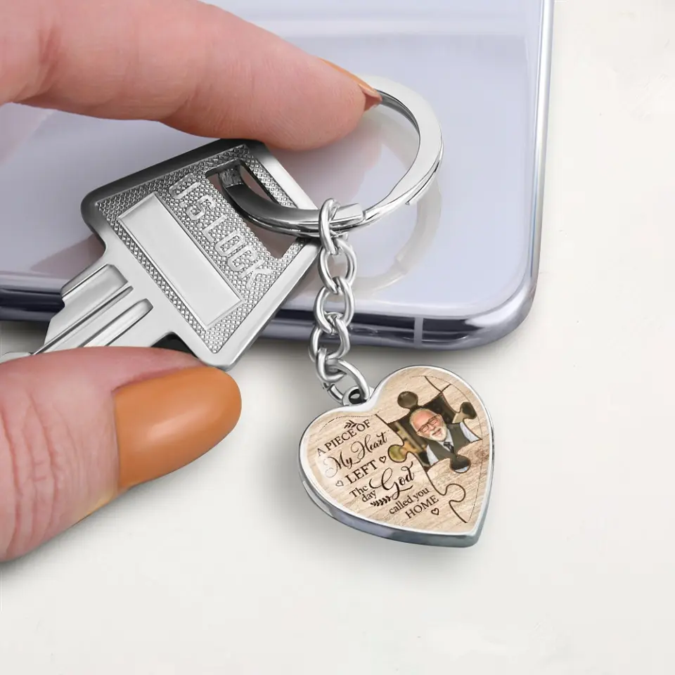 A Piece Of My Heart Personalized Heart Keychain Memorial Gift - Image 7