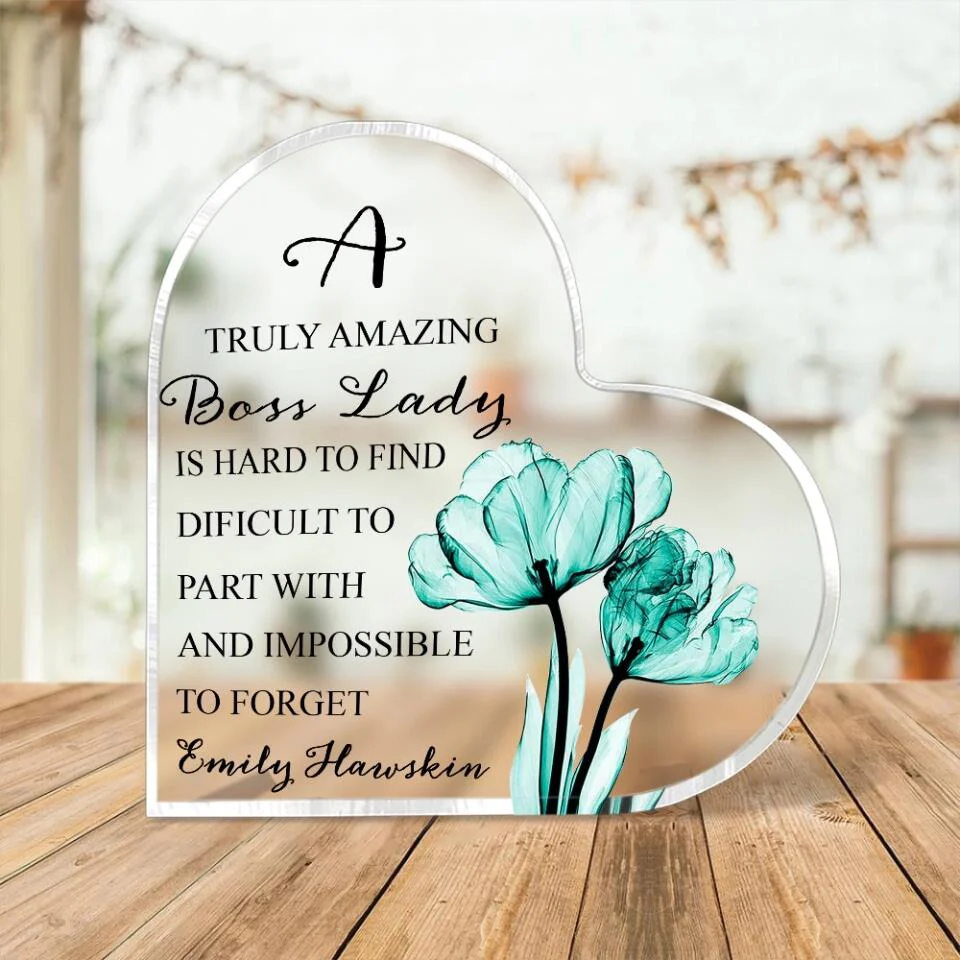 A Truly Amazing Boss Is Hard To Find - Custom Name Heart Acrylic Plaque - Best Gift For Your Lady Boss - 212IHPVSAP494 - Image 3