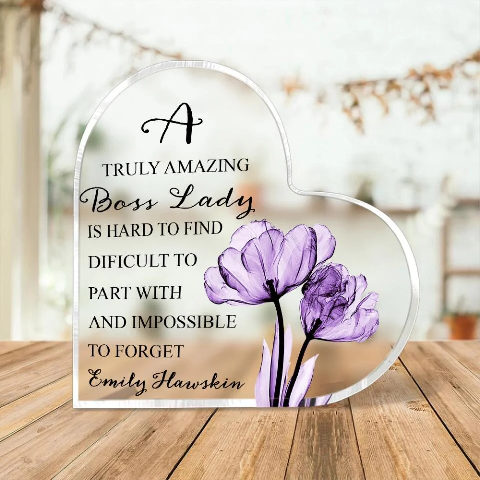 A Truly Amazing Boss Is Hard To Find - Custom Name Heart Acrylic Plaque - Best Gift For Your Lady Boss - 212IHPVSAP494 - Image 4