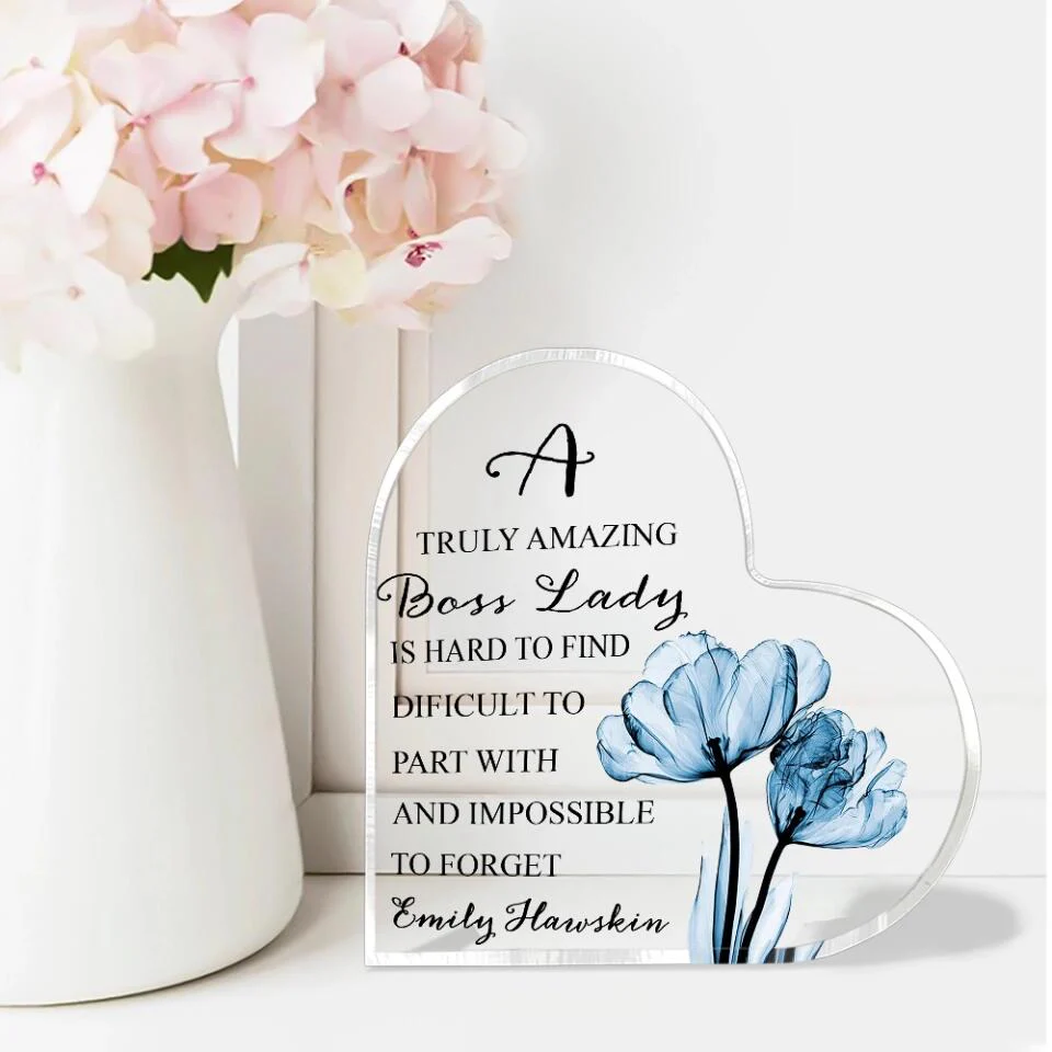 A Truly Amazing Boss Is Hard To Find - Custom Name Heart Acrylic Plaque - Best Gift For Your Lady Boss - 212IHPVSAP494 - Image 5