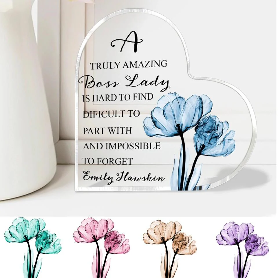 A Truly Amazing Boss Is Hard To Find - Custom Name Heart Acrylic Plaque - Best Gift For Your Lady Boss - 212IHPVSAP494 - Image 7