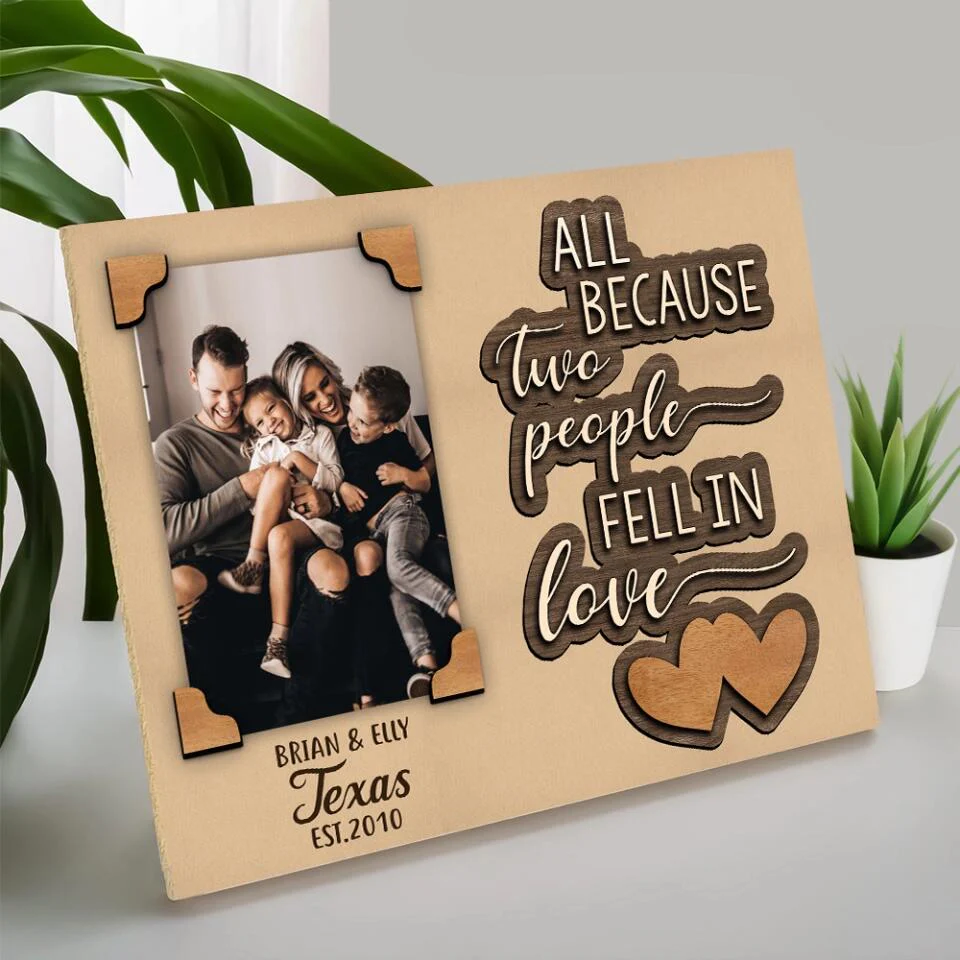 Personalized Valentine Gifts - All Because Two People Fell In Love - Personalized Upload Photo Clip Frame - Image 4