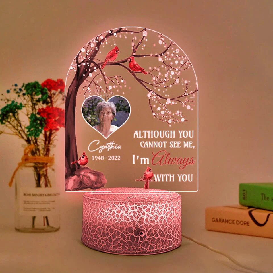 Although You Cannot See Me I'm Always With You - Personalized 3D LED Light - Memorial Gifts For Family Loss Husband Wife Parents - Image 3