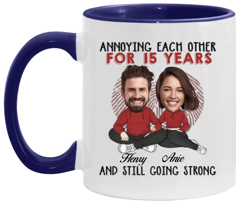 Annoying Each Other - Custom Funny Face Accent Mug - Funny Gift For Couples - Image 10