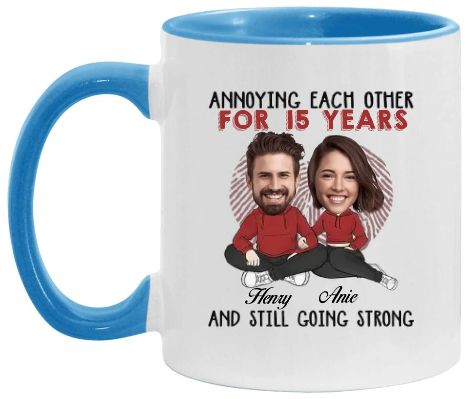 Annoying Each Other - Custom Funny Face Accent Mug - Funny Gift For Couples - Image 3