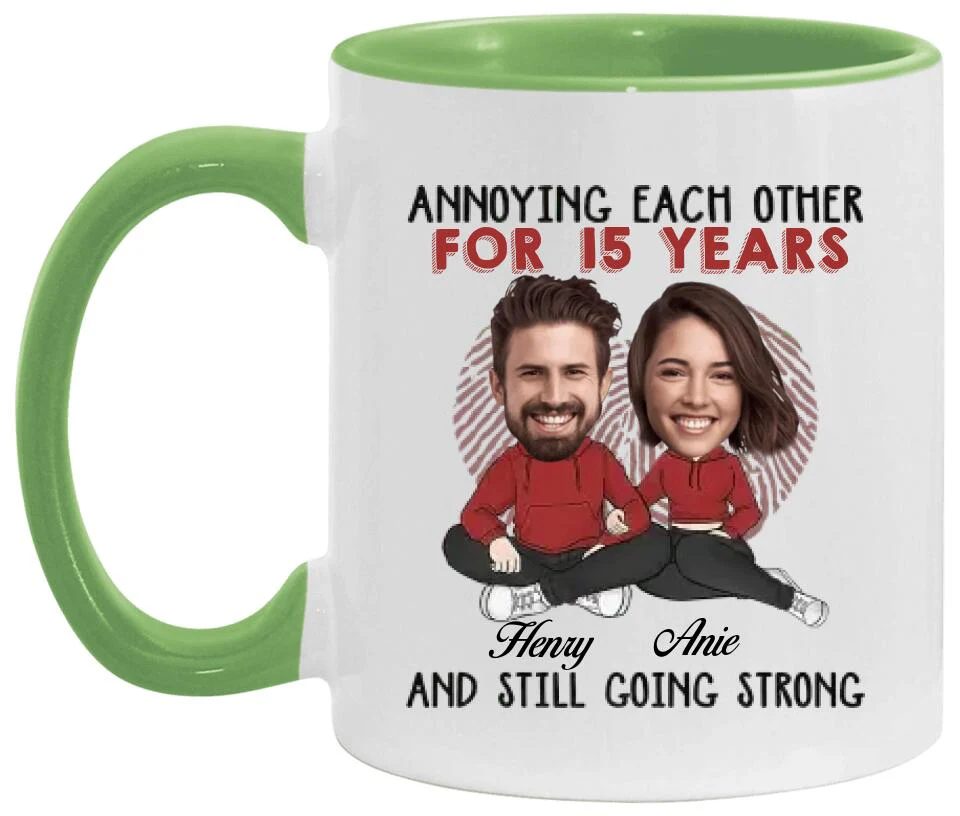 Annoying Each Other - Custom Funny Face Accent Mug - Funny Gift For Couples - Image 4