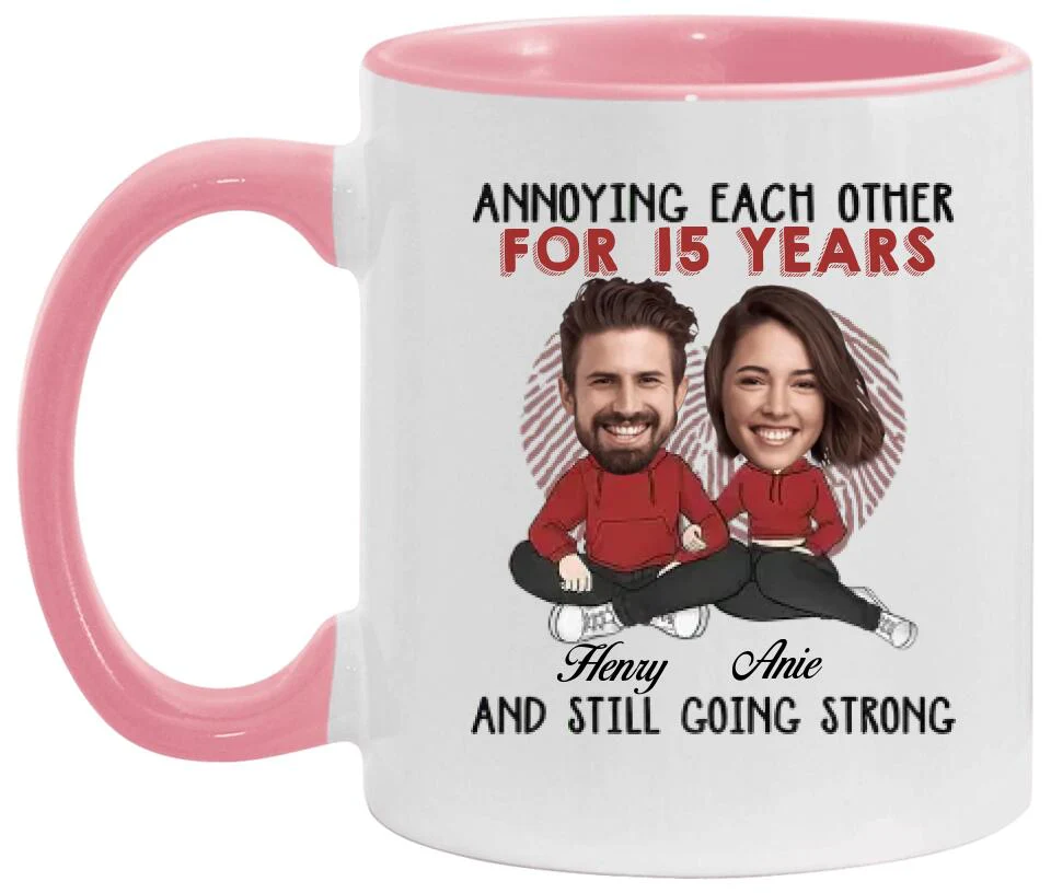 Annoying Each Other - Custom Funny Face Accent Mug - Funny Gift For Couples - Image 5
