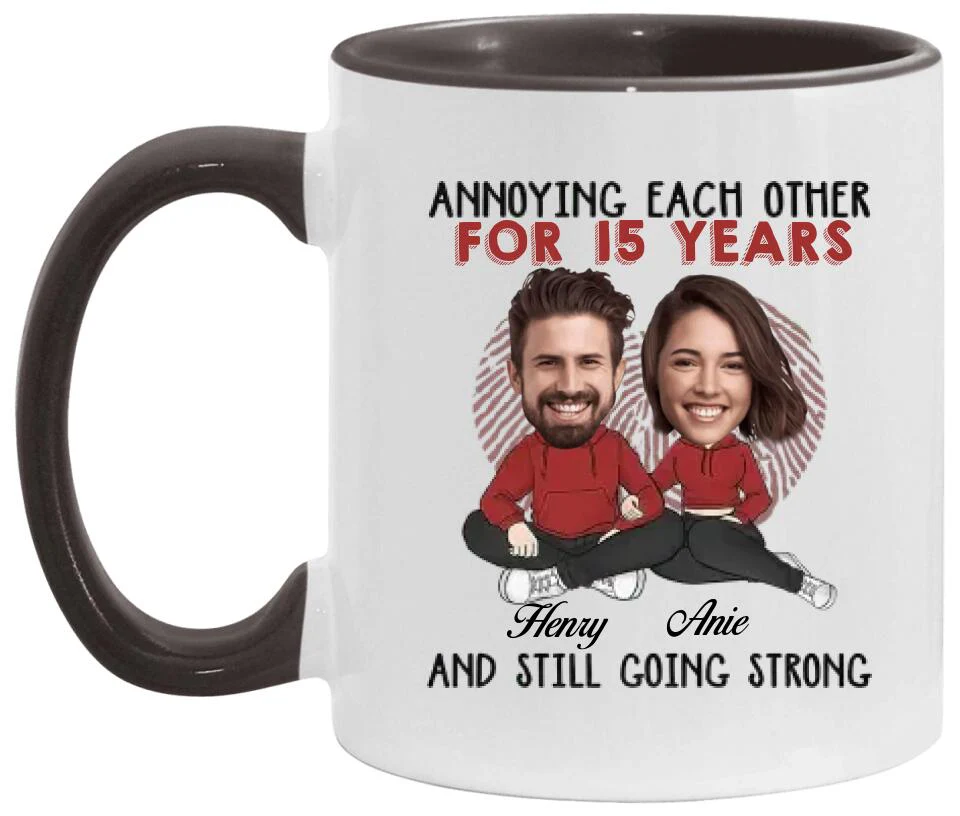 Annoying Each Other - Custom Funny Face Accent Mug - Funny Gift For Couples - Image 6