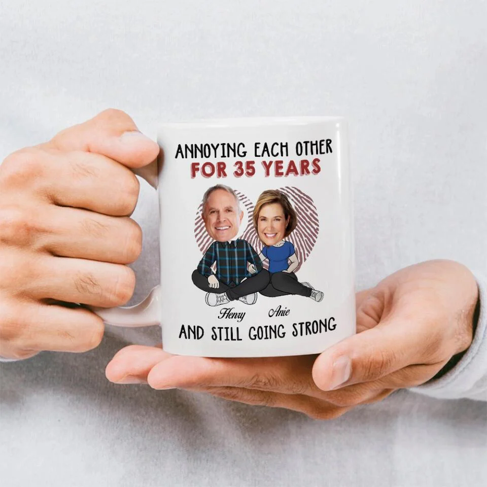 Annoying Each Other - Custom Funny Face Accent Mug - Funny Gift For Couples - Image 7