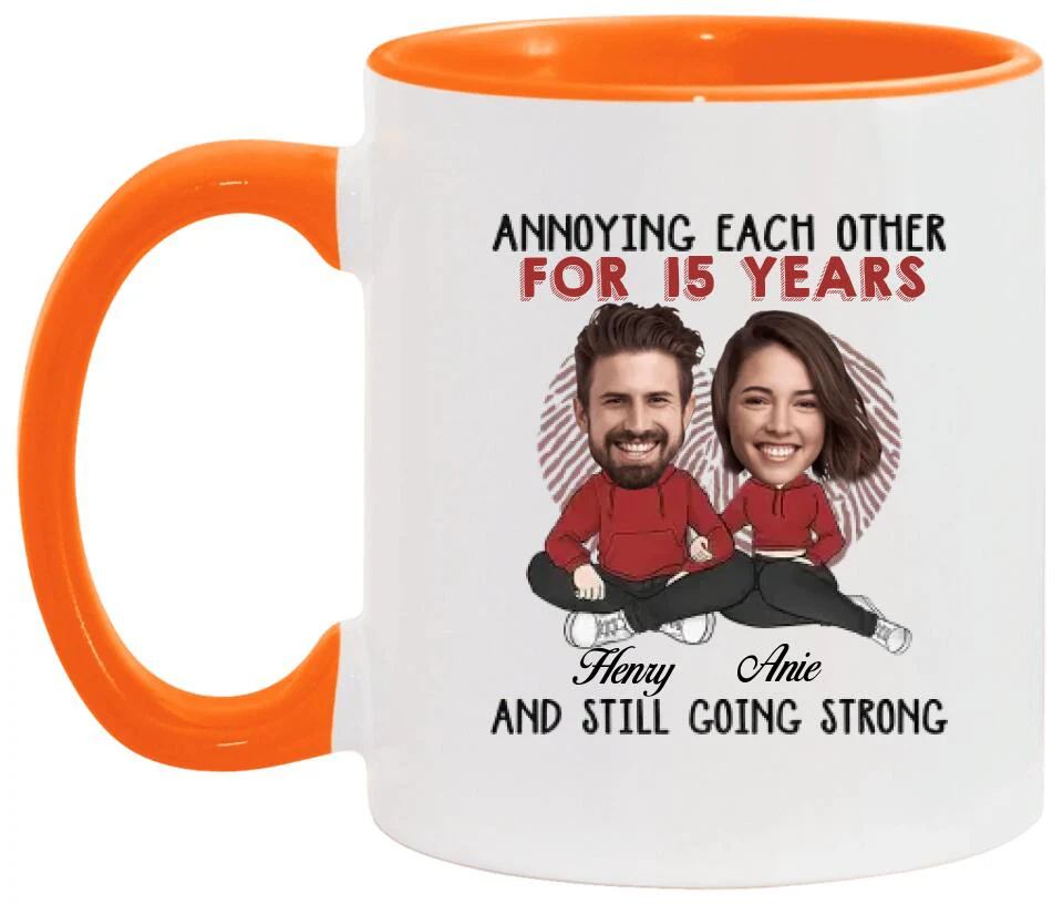 Annoying Each Other - Custom Funny Face Accent Mug - Funny Gift For Couples - Image 8