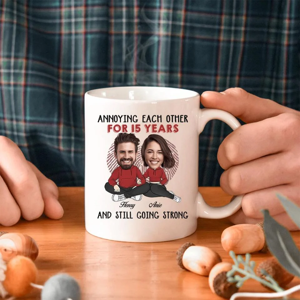 Annoying Each Other - Custom Funny Face Accent Mug - Funny Gift For Couples - Image 9