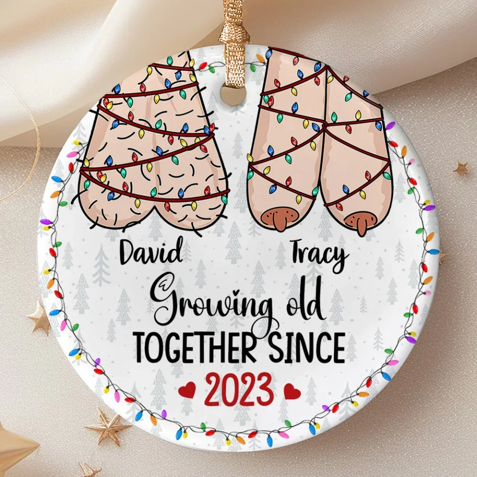 Annoying Each Other For Many Years - Circle Ceramic Ornament - Gift For Couples Christmas - Image 4
