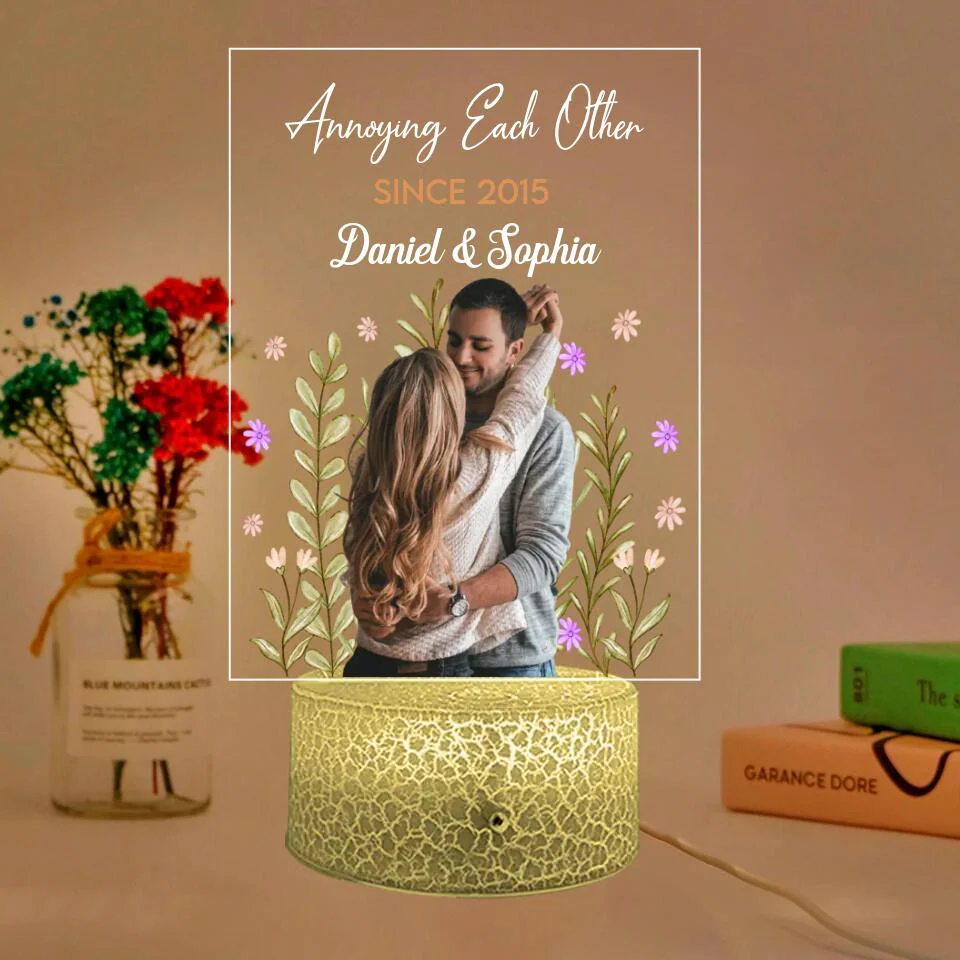 Annoying Each Other Since Personalized 3D LED Light Anniversary Gifts For Couple - Image 2