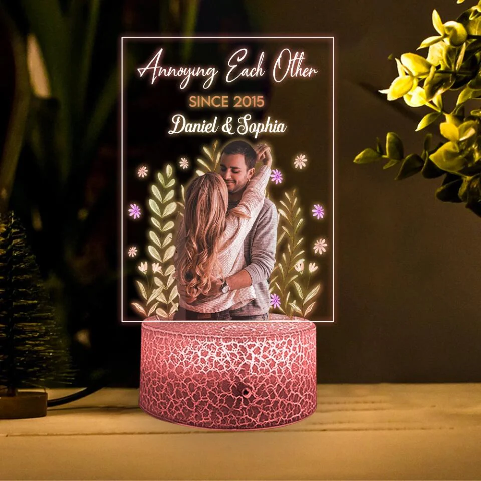 Annoying Each Other Since Personalized 3D LED Light Anniversary Gifts For Couple - Image 3