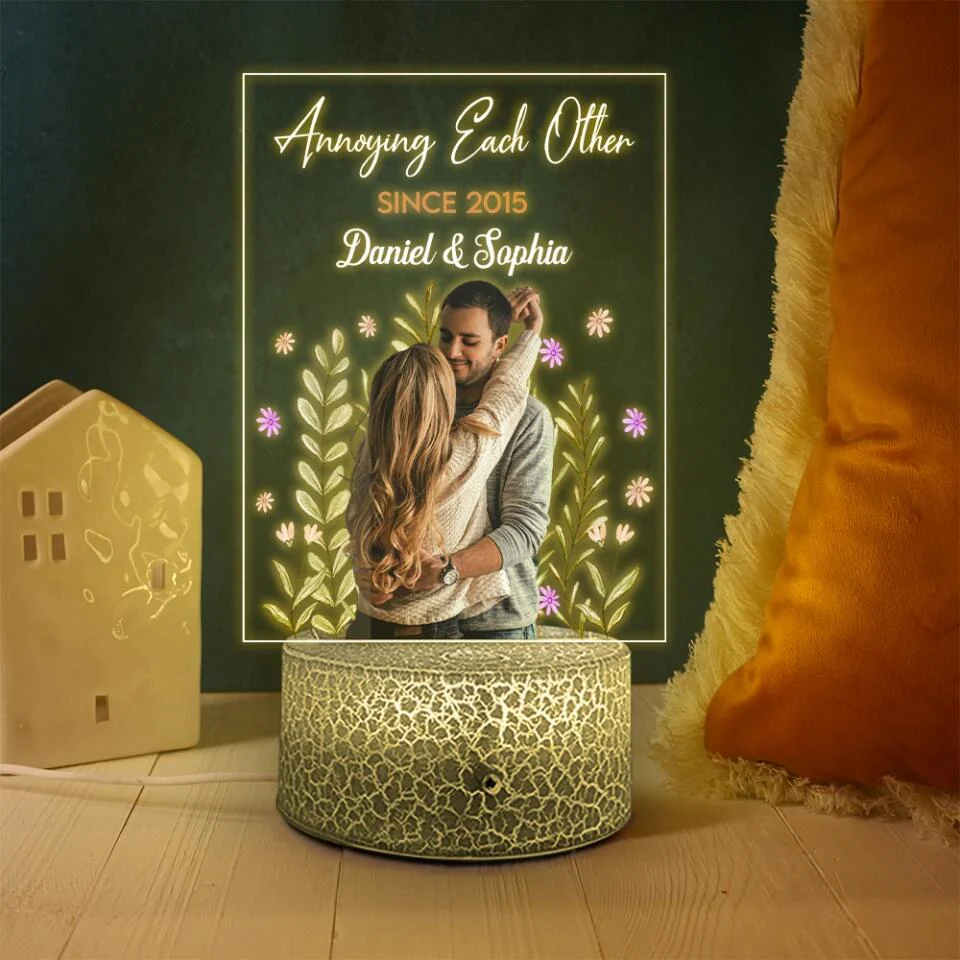Annoying Each Other Since Personalized 3D LED Light Anniversary Gifts For Couple - Image 6