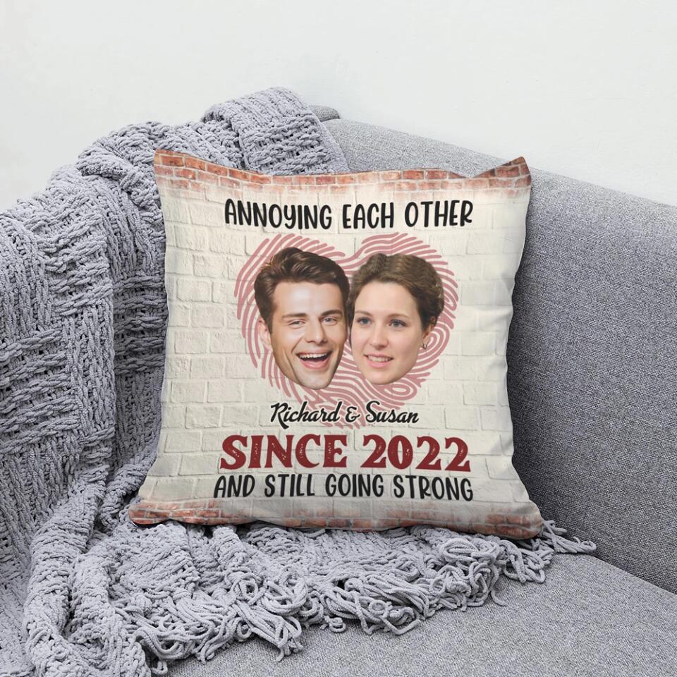 Annoying Each Other Since And Still Going Strong - Personalized Square Linen Pillow - Gift For Couples - Image 5