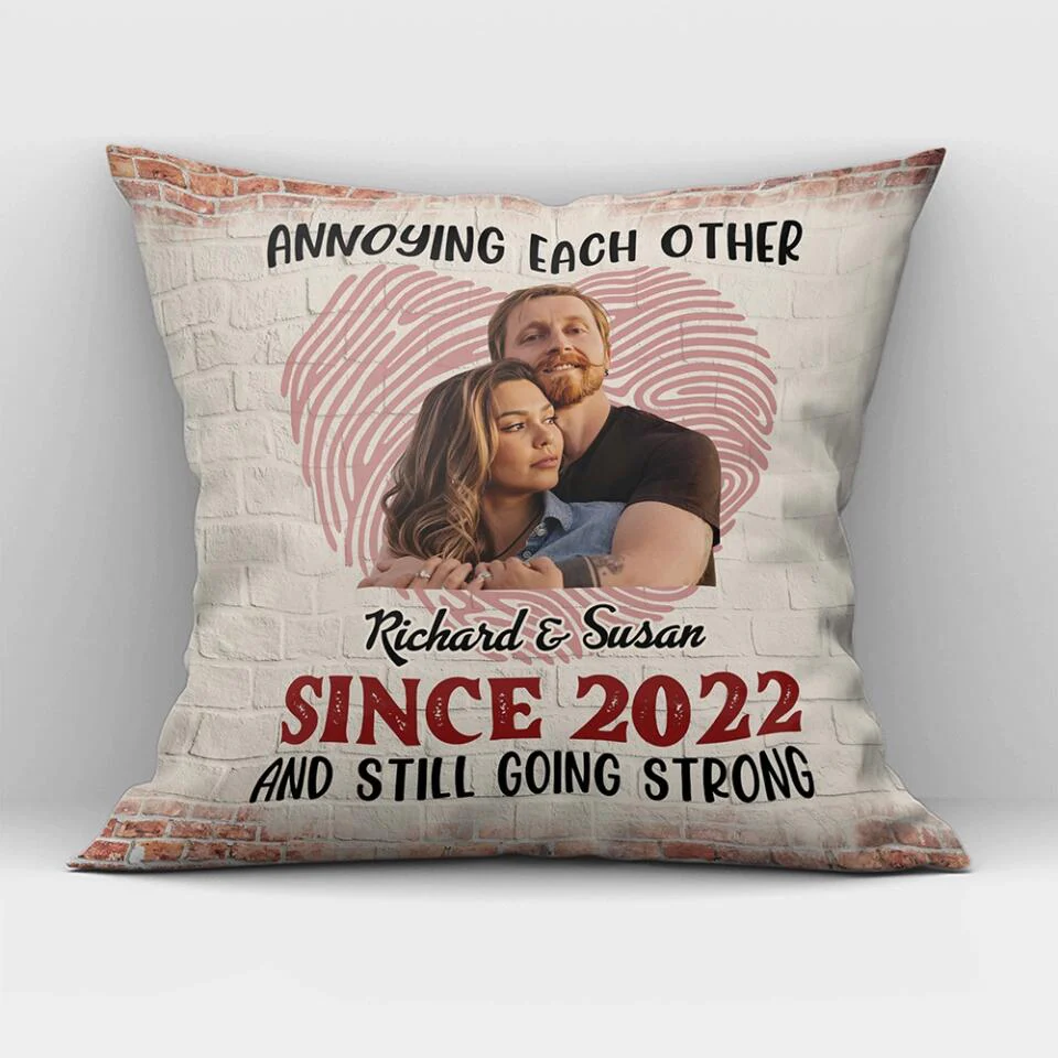Annoying Each Other Since And Still Going Strong - Personalized Square Linen Pillow - Gift For Couples - Image 6