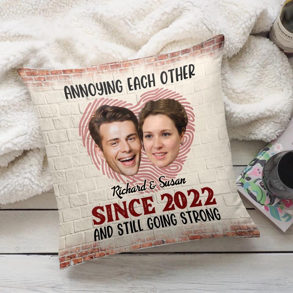 Annoying Each Other Since And Still Going Strong - Personalized Square Linen Pillow - Gift For Couples - Image 7