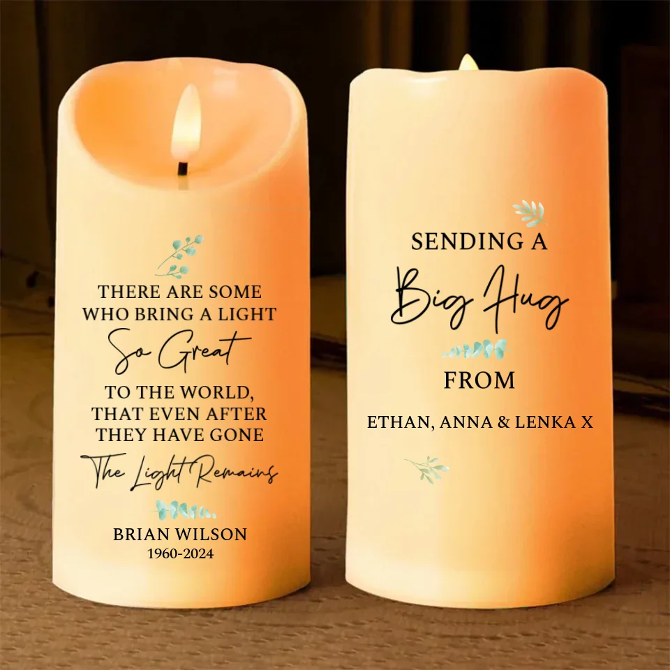 Appreciation Gift for Lost One - Sending a Big Hug - Memorial Sympathy Gift for Appreciated Ones - Personalized Led Candle - Image 3